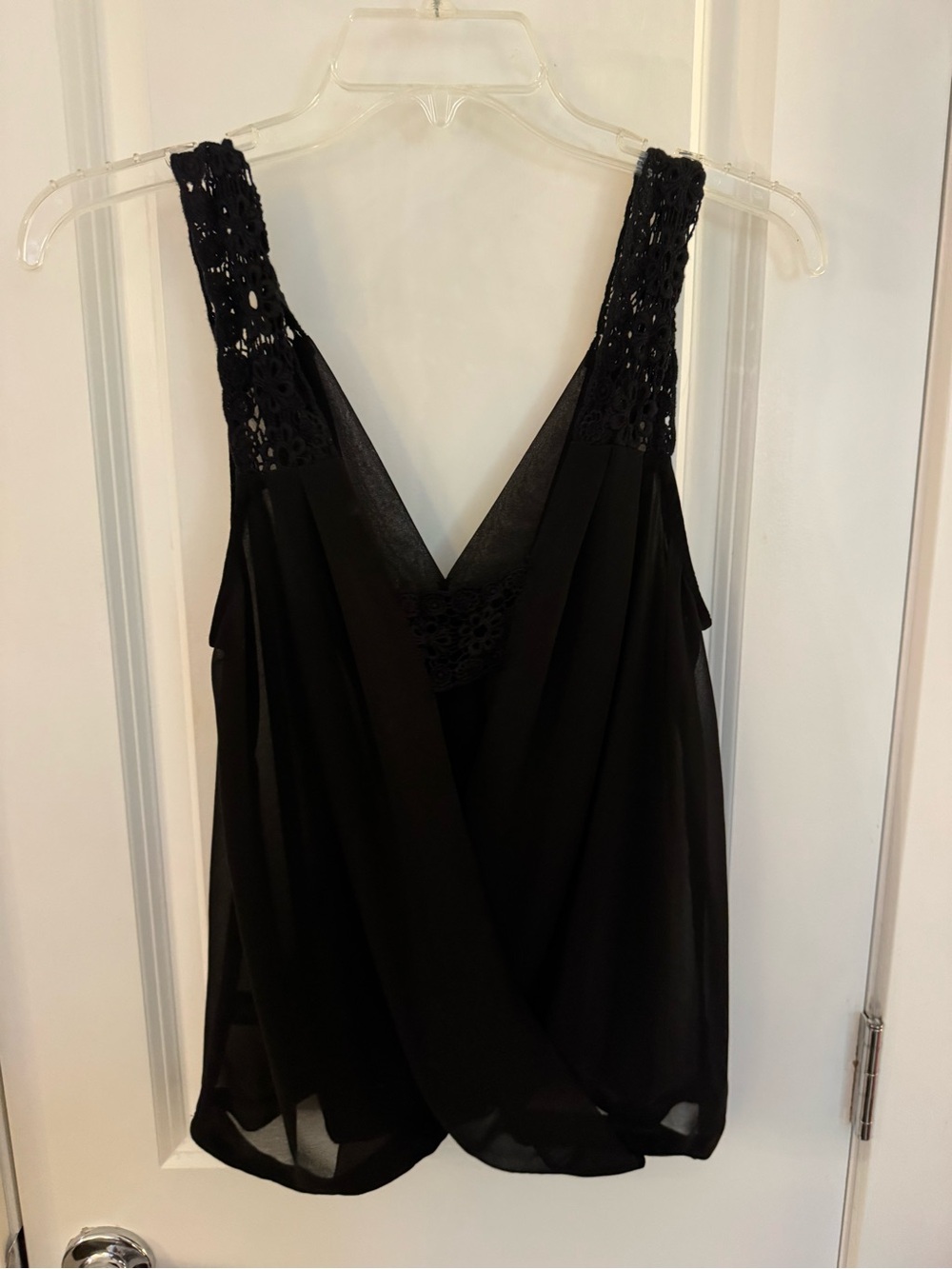 Forever 21 Black Crochet Strap V-Neck Camisole